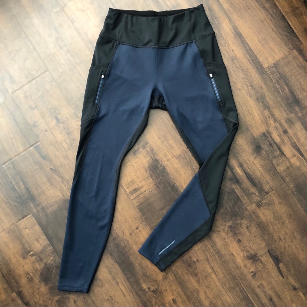 Athleta Lined Tights - Navy & Black